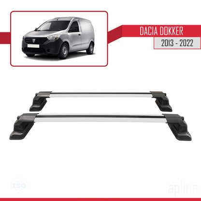 Compatible avec Dacia Dokker 2013-2022 ACE-3 Barres de Toit Railing Porte-Bagages de Voiture Gris Aluminium 2 Barres