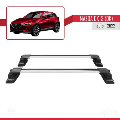 Compatible avec Mazda CX-3 (DK) 2015-2022 ACE-3 Barres de Toit Railing Porte-Bagages de Voiture Gris Aluminium 2 Barres