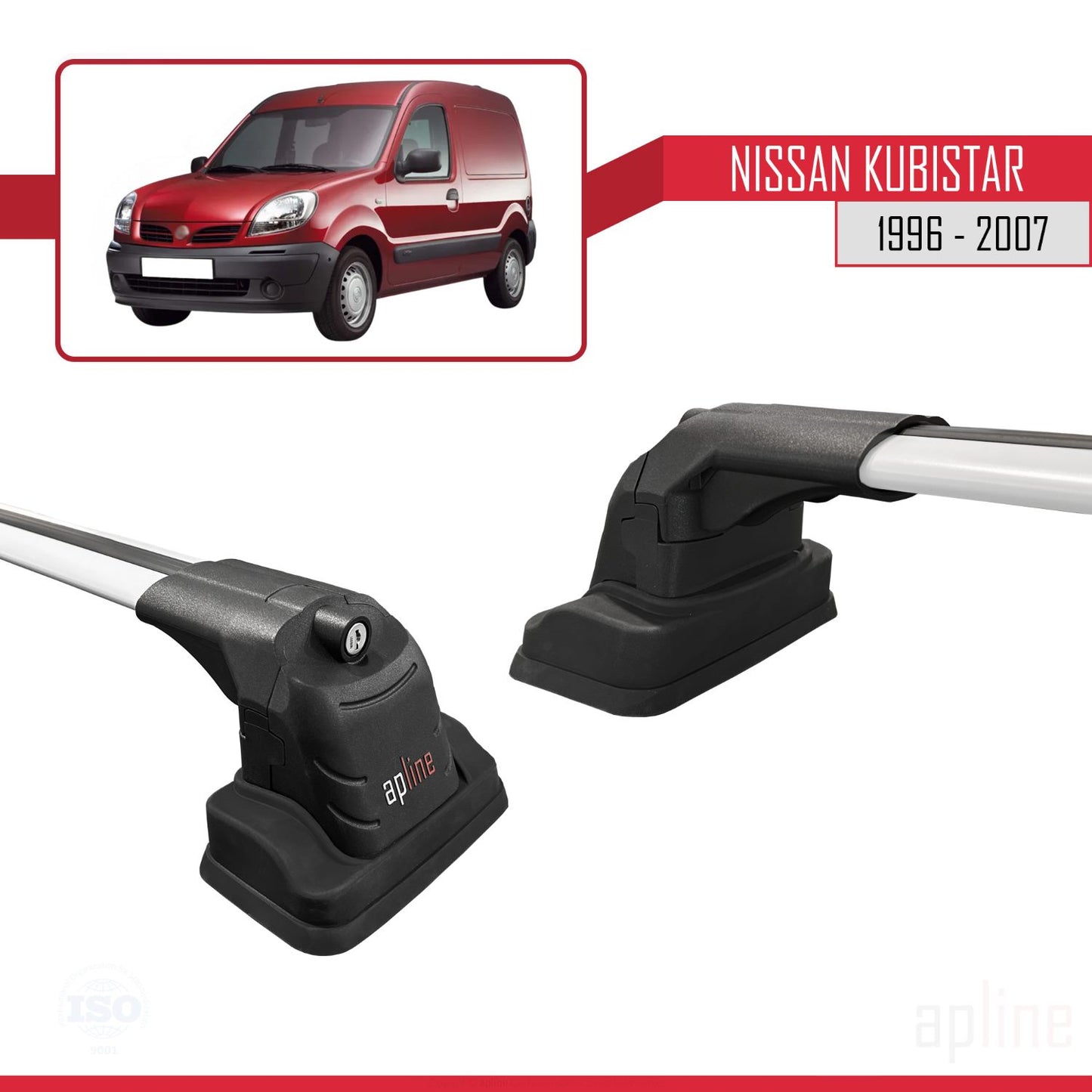 Compatible avec Nissan Kubistar 1996-2007 ACE-3 Barres de Toit Railing Porte-Bagages de Voiture Gris Aluminium 2 Barres