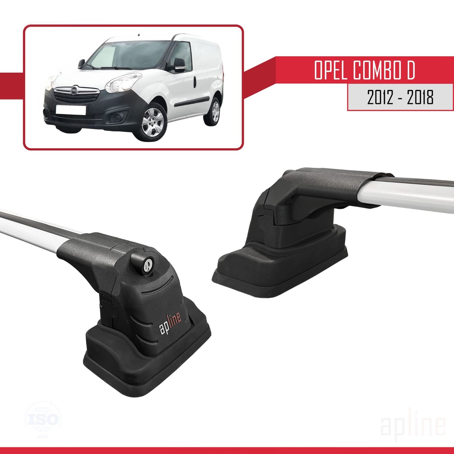 Compatible avec Opel Combo D 2012-2018 ACE-3 Barres de Toit Railing Porte-Bagages de Voiture Gris Aluminium 2 Barres