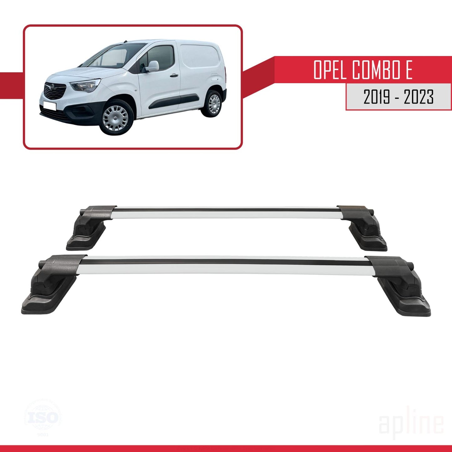 Compatible avec Opel Combo E 2019-2023 ACE-3 Barres de Toit Railing Porte-Bagages de Voiture Gris Aluminium 2 Barres