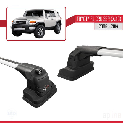 Compatible avec Toyota FJ Cruiser (XJ10) 2006-2014 ACE-3 Barres de Toit Railing Porte-Bagages de Voiture Gris Aluminium 2 Barres