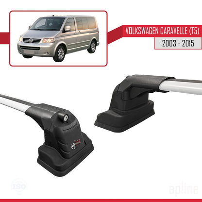 Compatible avec Volkswagen Caravelle (T5) 2003-2015 ACE-3 Barres de Toit Railing Porte-Bagages de Voiture Gris Aluminium 2 Barres