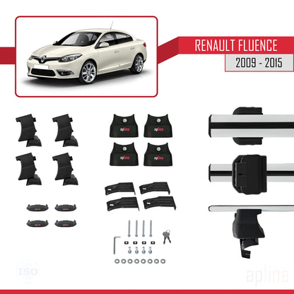 Compatible avec Renault Fluence 2009-2015 ACE-4 Barres de Toit Railing Porte-Bagages de Voiture Gris Aluminium 2 Barres