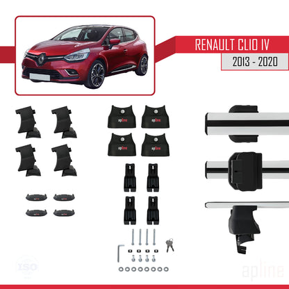 Compatible avec Renault Clio 4 2013-2020 ACE-4 Barres de Toit Railing Porte-Bagages de Voiture Gris Aluminium 2 Barres