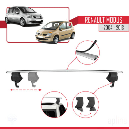 Compatible avec Renault Modus 2004-2013 ACE-4 Barres de Toit Railing Porte-Bagages de Voiture Gris Aluminium 2 Barres