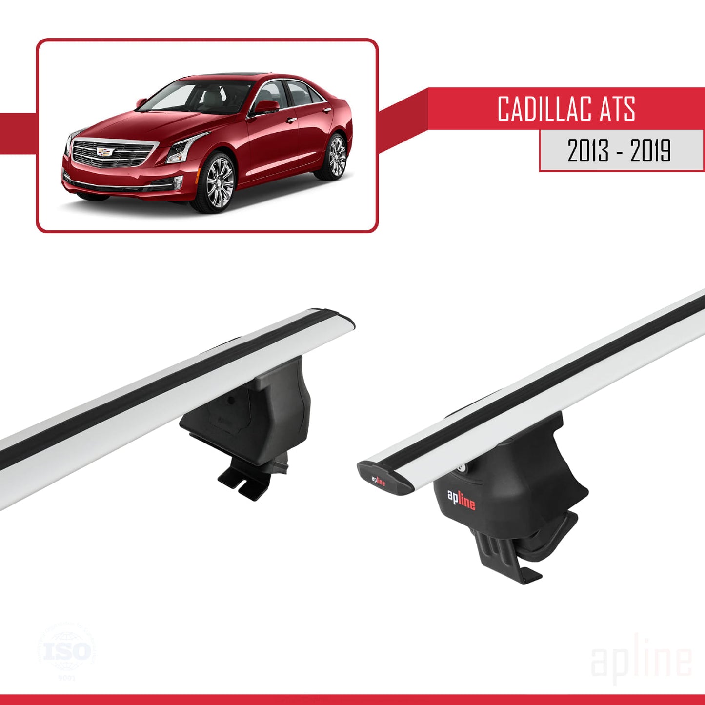 Compatible avec Cadillac ATS 2013-2019 ACE-4 Barres de Toit Railing Porte-Bagages de Voiture Gris Aluminium 2 Barres