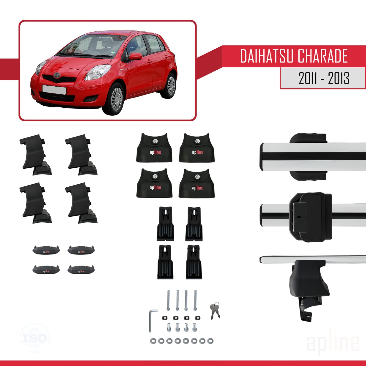 Compatible avec Daihatsu Charade 2011-2013 ACE-4 Barres de Toit Railing Porte-Bagages de Voiture Gris Aluminium 2 Barres