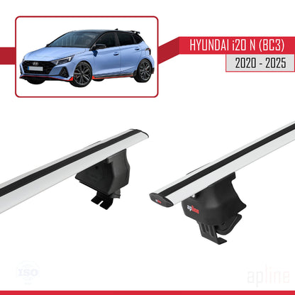 Compatible with Hyundai i20 III (BC3) N 2020-2025 ACE-4 Car Roof Rack Cross Bar Grey Aluminium 2 Bars