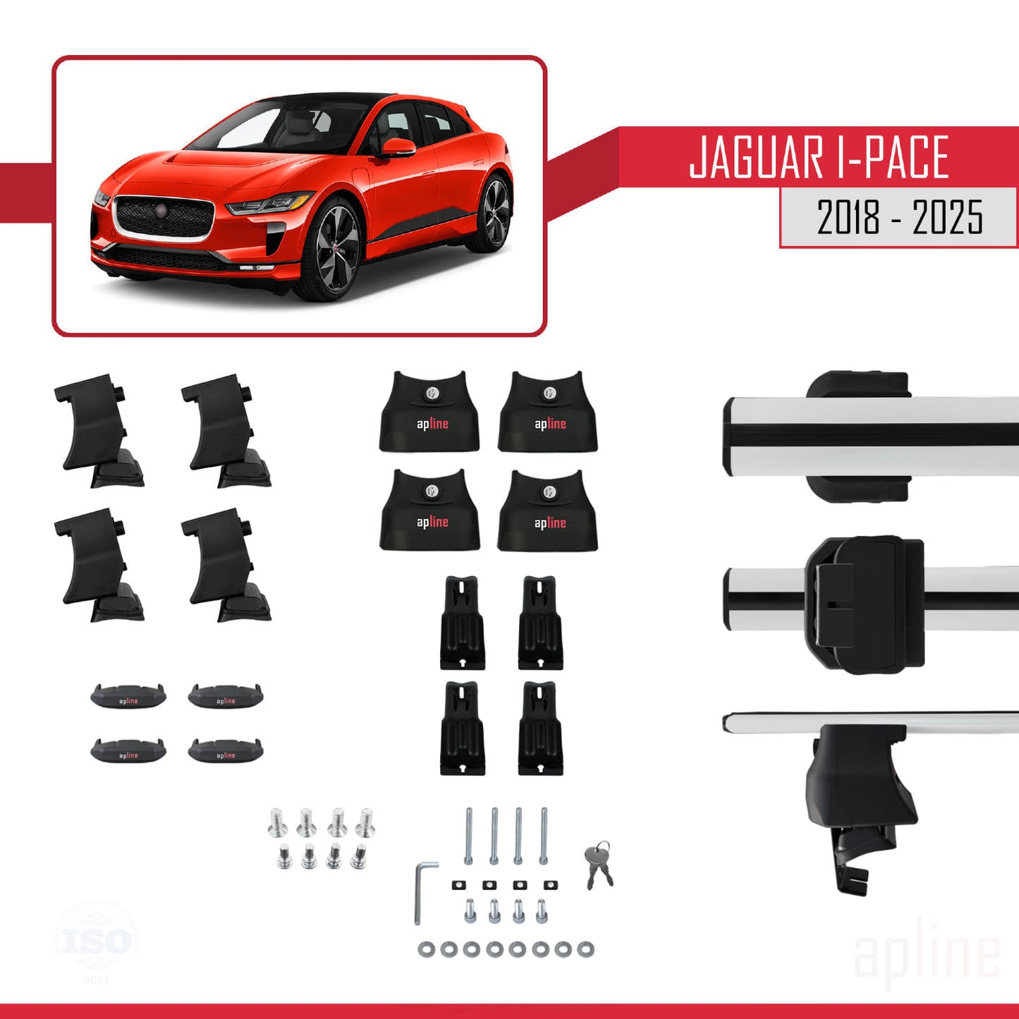 Compatible avec Jaguar I-Pace 2018-2025 ACE-4 Barres de Toit Railing Porte-Bagages de Voiture Gris Aluminium 2 Barres