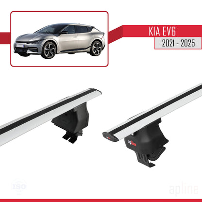 Compatible with Kia EV6 2021-2025 ACE-4 Car Roof Rack Cross Bar Grey Aluminium 2 Bars