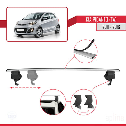Compatible avec Kia Picanto 2 (TA) 2011-2016 ACE-4 Barres de Toit Railing Porte-Bagages de Voiture Gris Aluminium 2 Barres