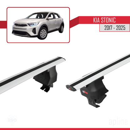 Compatible avec Kia Stonic 2017-2025 ACE-4 Barres de Toit Railing Porte-Bagages de Voiture Gris Aluminium 2 Barres
