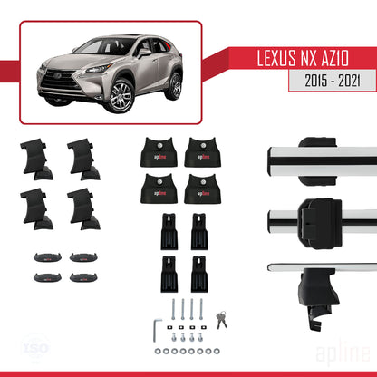 Compatible avec Lexus NX (AZ10) 2015-2021 ACE-4 Barres de Toit Railing Porte-Bagages de Voiture Gris Aluminium 2 Barres
