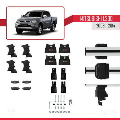 Compatible avec Mitsubishi L200 IV 2006-2014 ACE-4 Barres de Toit Railing Porte-Bagages de Voiture Gris Aluminium 2 Barres