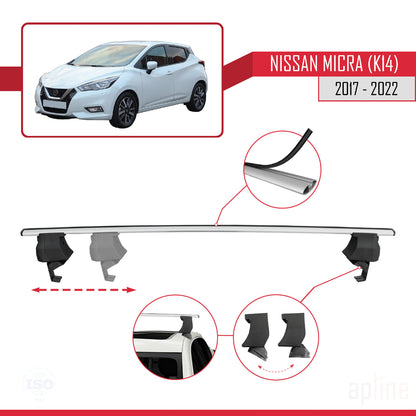 Compatible avec Nissan Micra 5 (K14) 2017-2022 ACE-4 Barres de Toit Railing Porte-Bagages de Voiture Gris Aluminium 2 Barres
