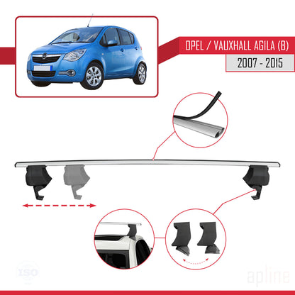 Compatible with Opel/Vauxhall Agila (B) 2007-2015 ACE-4 Car Roof Rack Cross Bar Grey Aluminium 2 Bars