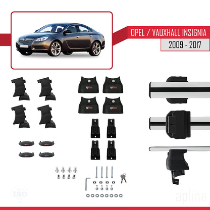 Compatible avec Opel/Vauxhall Insignia 2009-2017 ACE-4 Barres de Toit Railing Porte-Bagages de Voiture Gris Aluminium 2 Barres
