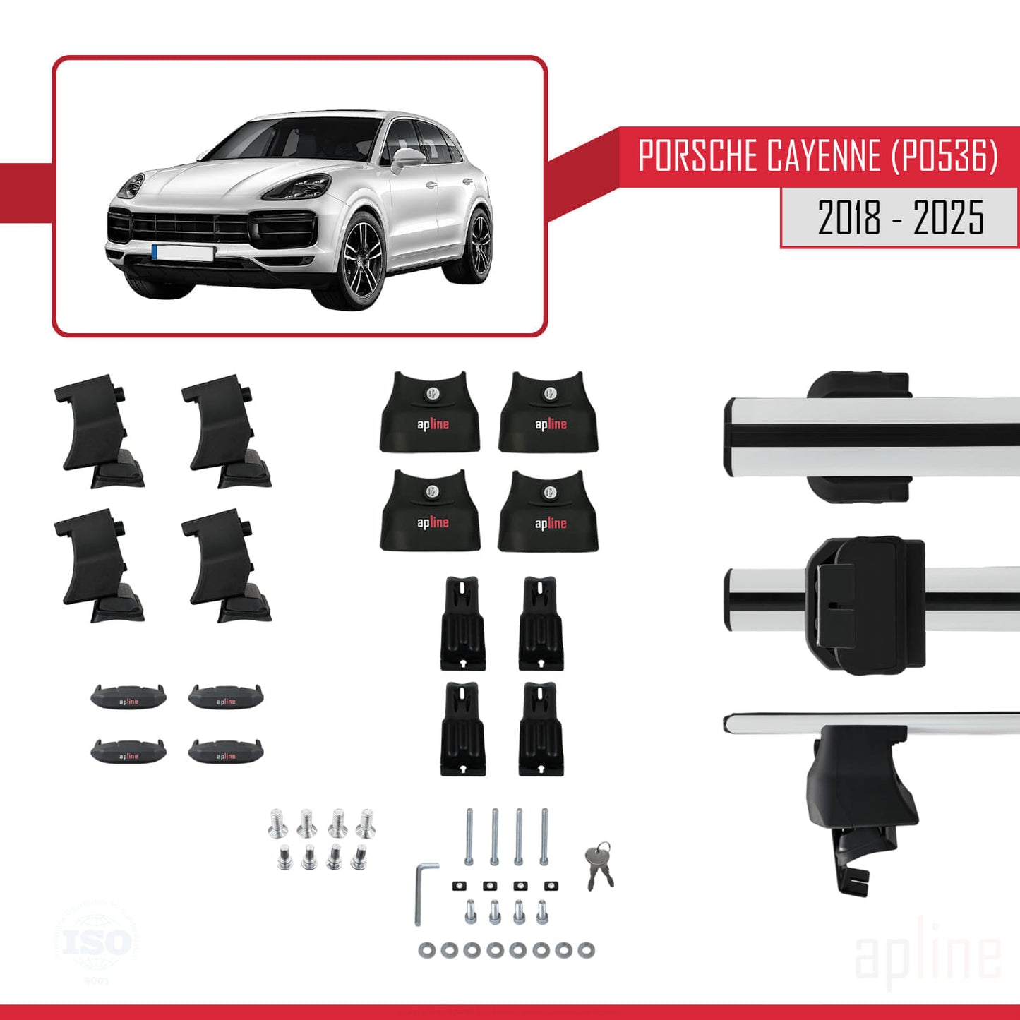 Compatible avec Porsche Cayenne 3 (9YA) 2018-2025 ACE-4 Barres de Toit Railing Porte-Bagages de Voiture Gris Aluminium 2 Barres