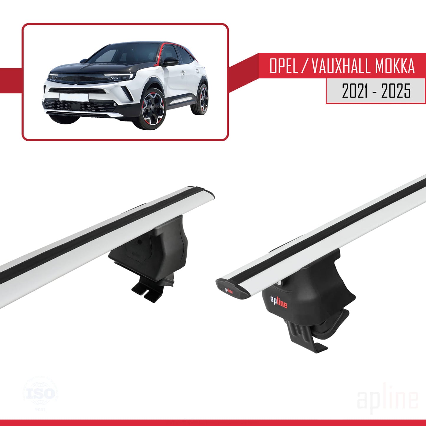 Compatible avec Opel/Vauxhall Mokka B 2021-2025 ACE-4 Barres de Toit Railing Porte-Bagages de Voiture Gris Aluminium 2 Barres