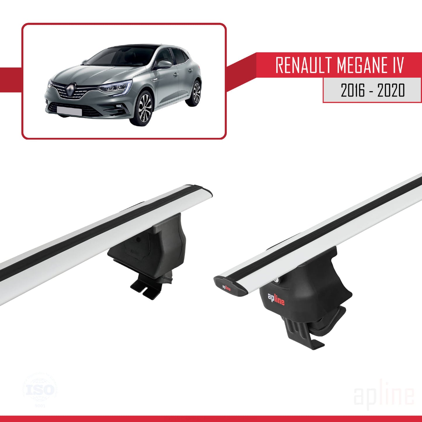 Compatible avec Renault Megane 4 (BFB) Pre-Facelift 2016-2020 ACE-4 Barres de Toit Railing Porte-Bagages de Voiture Gris Aluminium 2 Barres