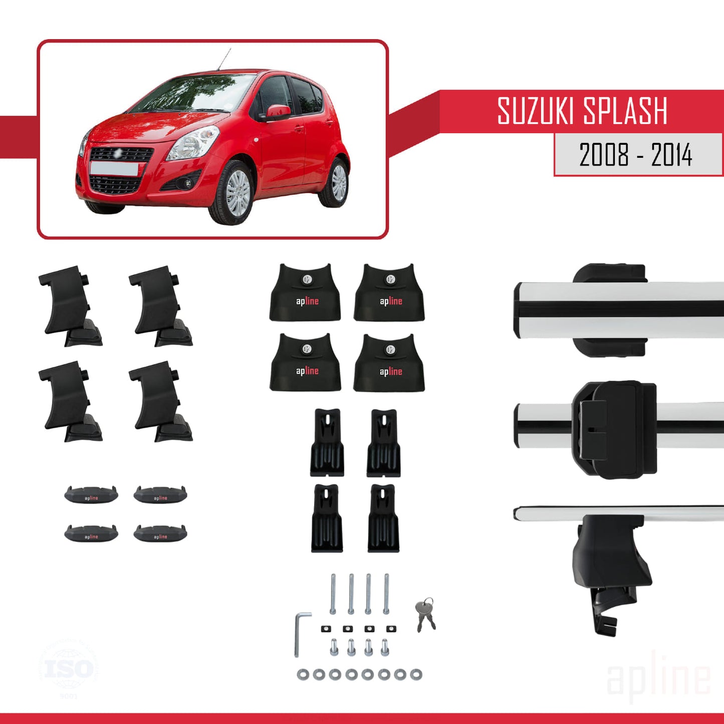 Compatible avec Suzuki Splash 2008-2014 ACE-4 Barres de Toit Railing Porte-Bagages de Voiture Gris Aluminium 2 Barres