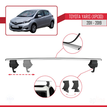 Compatible avec Toyota Yaris 3 (XP130) 2011-2019 ACE-4 Barres de Toit Railing Porte-Bagages de Voiture Gris Aluminium 2 Barres