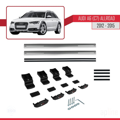 Compatible avec A6 (C7) Allroad 2012-2015 BASIC Model Barres de Toit Railing Porte-Bagages de Voiture Gris Aluminium 2 Barres