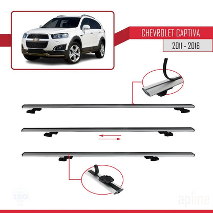 Compatible avec Chevrolet Captiva 2011-2015 BASIC Model Barres de Toit Railing Porte-Bagages de Voiture Gris Aluminium 2 Barres