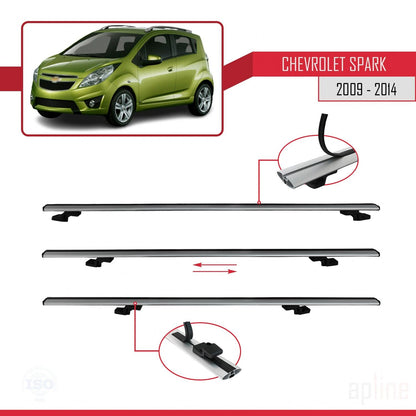 Compatible avec Chevrolet Spark (M300) 2009-2014 BASIC Model Barres de Toit Railing Porte-Bagages de Voiture Gris Aluminium 2 Barres