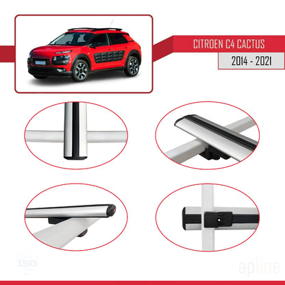 Compatible avec Citroen C4 Cactus 2014-2021 BASIC Model Barres de Toit Railing Porte-Bagages de Voiture Gris Aluminium 3 Barres