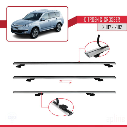 Compatible avec Citroen C-Crosser 2007-2012 BASIC Model Barres de Toit Railing Porte-Bagages de Voiture Gris Aluminium 3 Barres