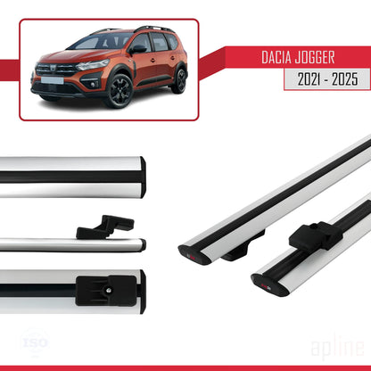 Compatible avec Dacia Jogger 2021-2025 BASIC Model Barres de Toit Railing Porte-Bagages de Voiture Gris Aluminium 2 Barres