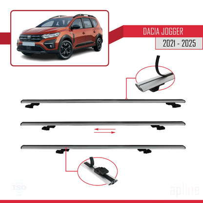 Compatible avec Dacia Jogger 2021-2025 BASIC Model Barres de Toit Railing Porte-Bagages de Voiture Gris Aluminium 2 Barres