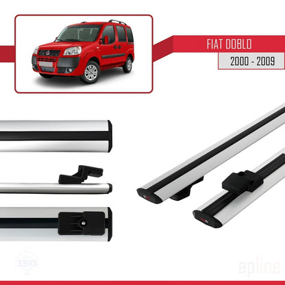 Compatible avec Fiat Doblo 2000-2009 BASIC Model Barres de Toit Railing Porte-Bagages de Voiture Gris Aluminium 2 Barres