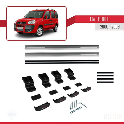 Compatible avec Fiat Doblo 2000-2009 BASIC Model Barres de Toit Railing Porte-Bagages de Voiture Gris Aluminium 2 Barres