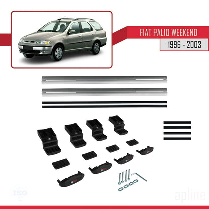 Compatible with Fiat Palio (178) Weekend 1996-2003 BASIC Model Car Roof Rack Cross Bar Grey Aluminium 2 Bars