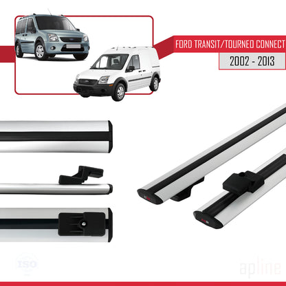 Compatible avec Ford Transit/Tourneo Connect 2002-2013 BASIC Model Barres de Toit Railing Porte-Bagages de Voiture Gris Aluminium 2 Barres