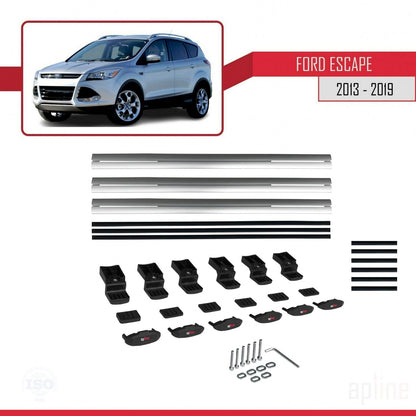 Compatible avec Ford Escape 3 2013-2019 BASIC Model Barres de Toit Railing Porte-Bagages de Voiture Gris Aluminium 3 Barres