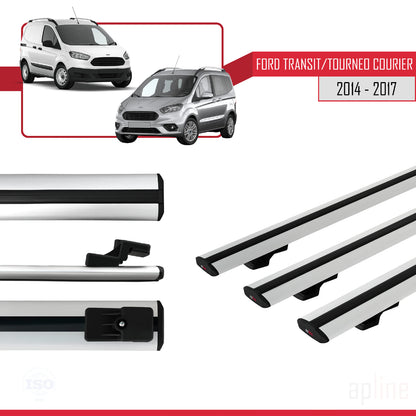 Compatible avec Ford Transit/Tourneo Courier Pre-Facelift 2014-2017 BASIC Model Barres de Toit Railing Porte-Bagages de Voiture Gris Aluminium 3 Barres