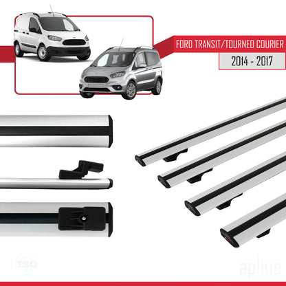Compatible avec Ford Transit/Tourneo Courier Pre-Facelift 2014-2017 BASIC Model Barres de Toit Railing Porte-Bagages de Voiture Gris Aluminium 4 Barres