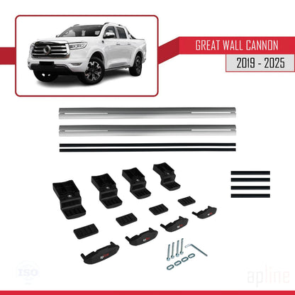 Compatible avec Great Wall Cannon 2019-2025 BASIC Model Barres de Toit Railing Porte-Bagages de Voiture Gris Aluminium 2 Barres