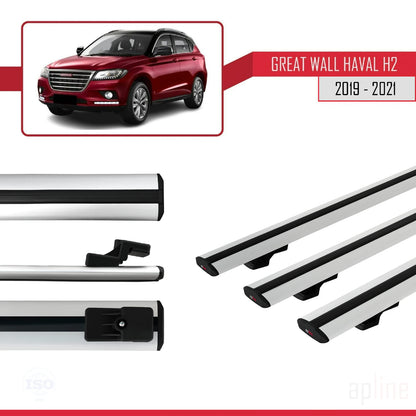 Compatible avec Great Wall Haval H2 2019-2021 BASIC Model Barres de Toit Railing Porte-Bagages de Voiture Gris Aluminium 3 Barres