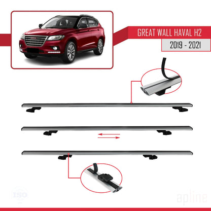 Compatible avec Great Wall Haval H2 2019-2021 BASIC Model Barres de Toit Railing Porte-Bagages de Voiture Gris Aluminium 3 Barres
