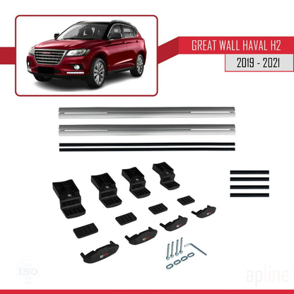 Compatible avec Great Wall Haval H2 2019-2021 BASIC Model Barres de Toit Railing Porte-Bagages de Voiture Gris Aluminium 2 Barres
