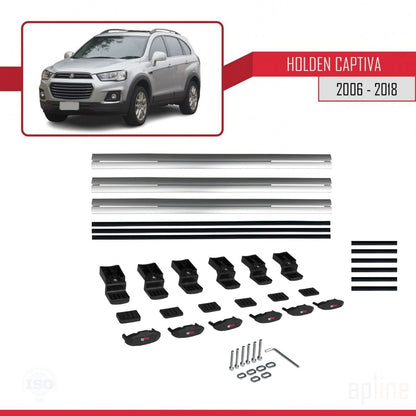 Compatible avec Holden Captiva 2006-2018 BASIC Model Barres de Toit Railing Porte-Bagages de Voiture Gris Aluminium 3 Barres