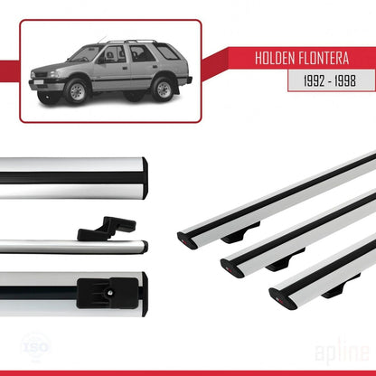 Compatible with Holden Frontera 1992-1998 BASIC Model Car Roof Rack Cross Bar Grey Aluminium 3 Bars