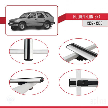 Compatible with Holden Frontera 1992-1998 BASIC Model Car Roof Rack Cross Bar Grey Aluminium 3 Bars