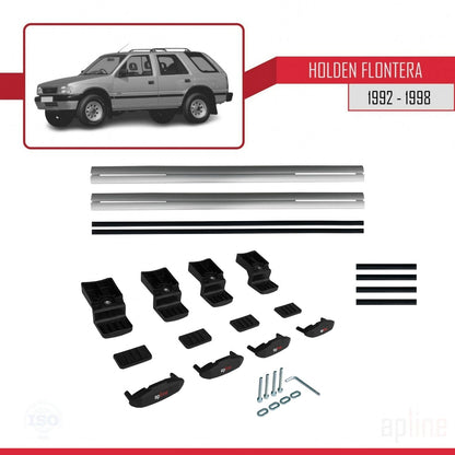 Compatible with Holden Frontera 1992-1998 BASIC Model Car Roof Rack Cross Bar Grey Aluminium 2 Bars
