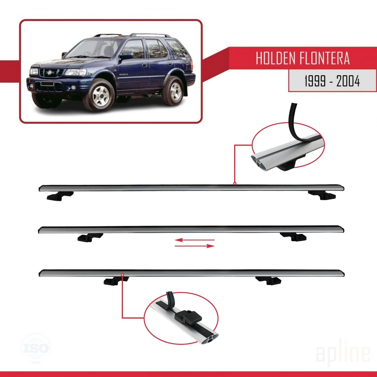 Compatible avec Holden Frontera 2 1999-2004 BASIC Model Barres de Toit Railing Porte-Bagages de Voiture Gris Aluminium 2 Barres